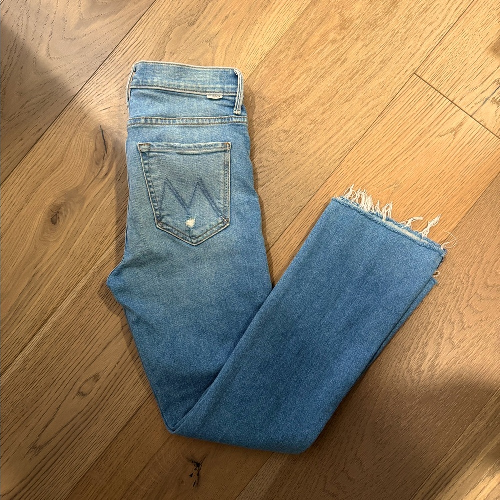 mother insider step crop ankle fray jeans